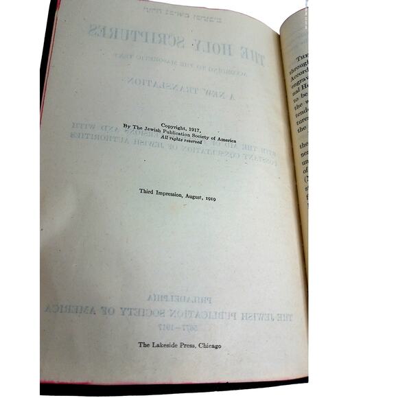 Antique 1919 The Holy Scriptures Bible Jewish Publication Society - Picture 7 of 11